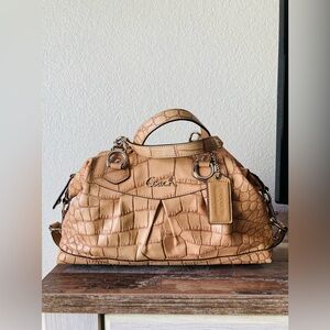 Coach Croc Embossed Leather Satchel